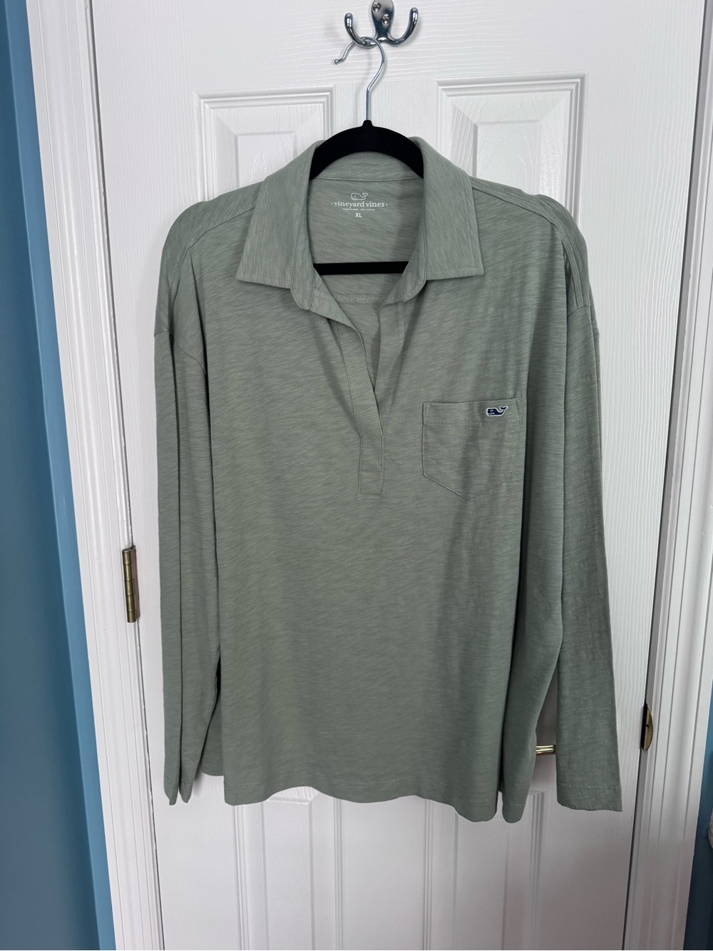 Vineyard Vines Women’s Long-Sleeve Polo in Sage Green